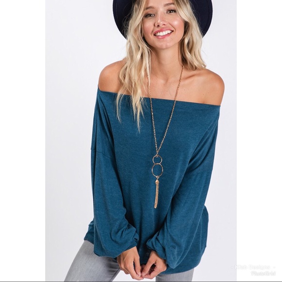 Tops - ❤️LAST 1! Teal Wear 2 Ways! On/Off Shoulder Top!